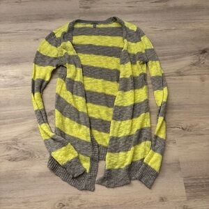 Charlotte Russe Neon Yellow Gray Cardigan Sweater Large